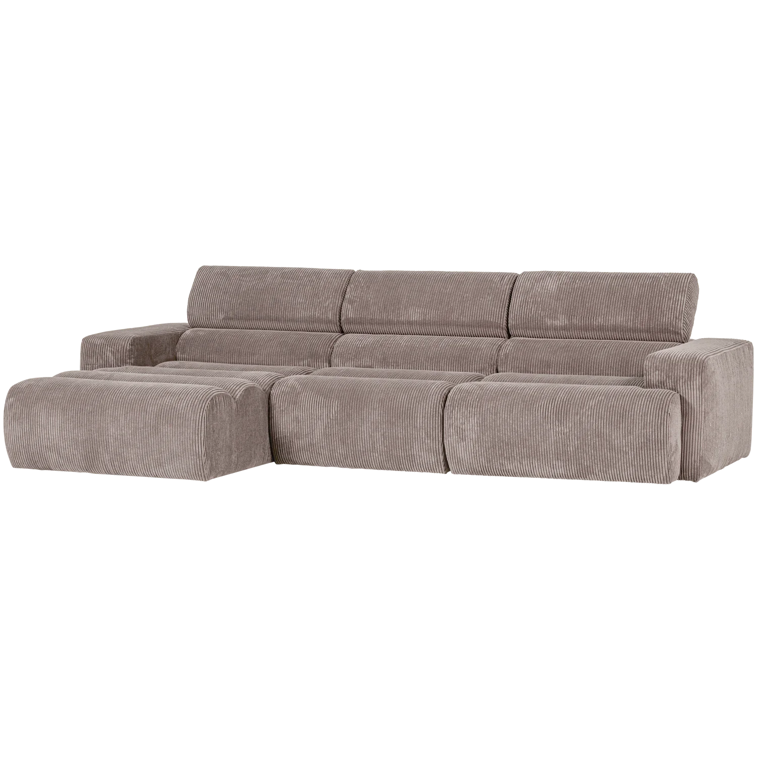Ecksofa Sofa NOVI Bezug Rippstoff sandfarben Chaiselongue links