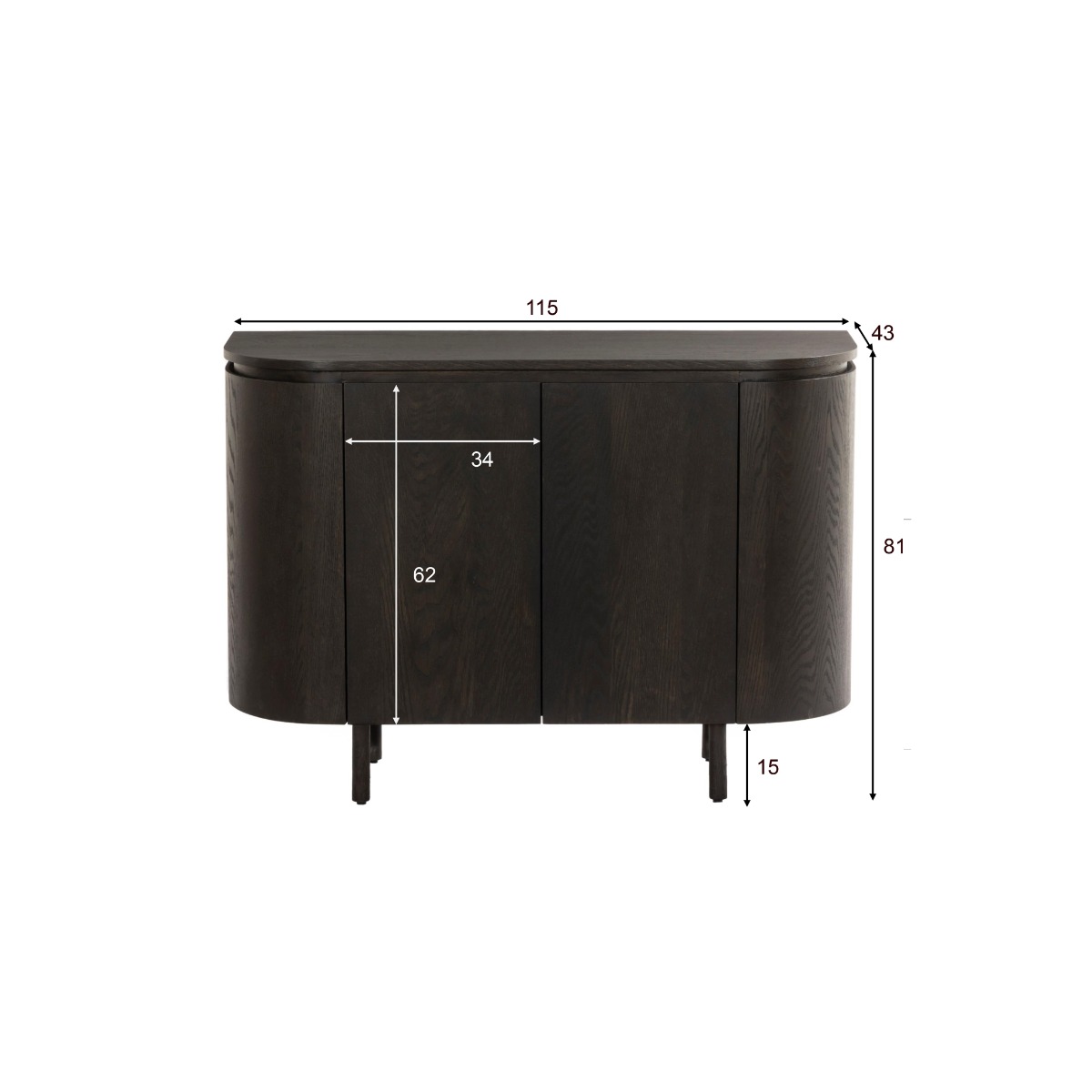 Kommode Tobago 115 cm Eiche Furnier Espresso braun Sideboard Schrank