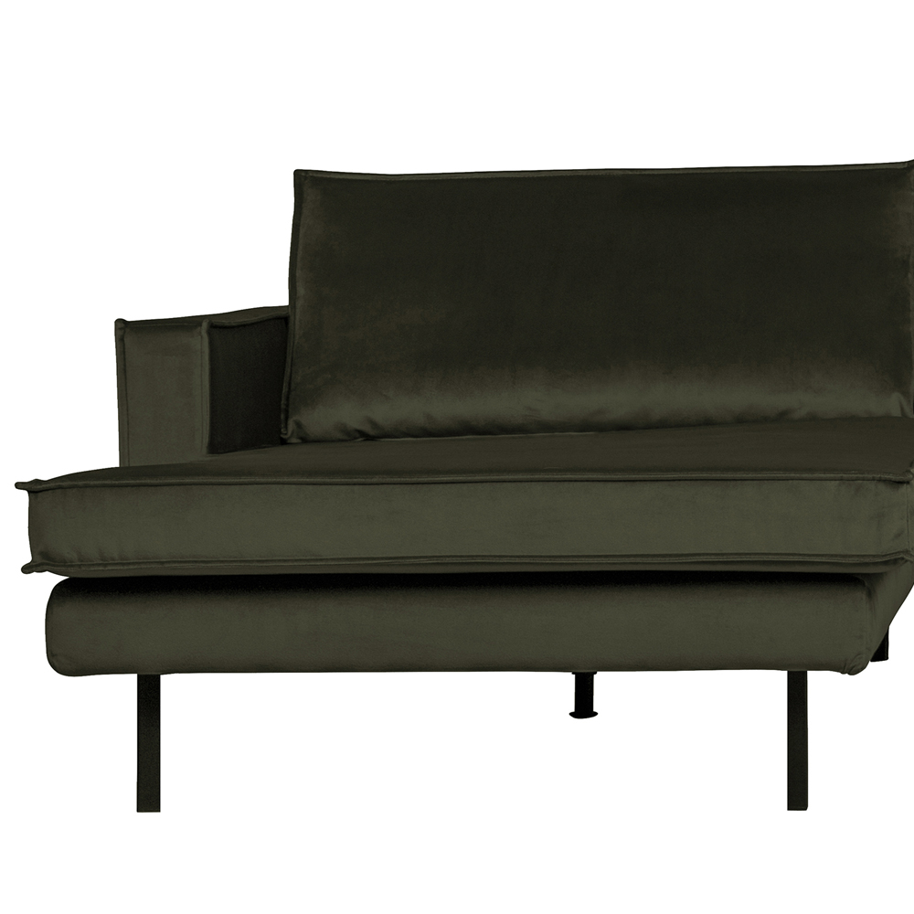 Eckgarnitur Rodeo Samt dunkelgrün Recamiere Links