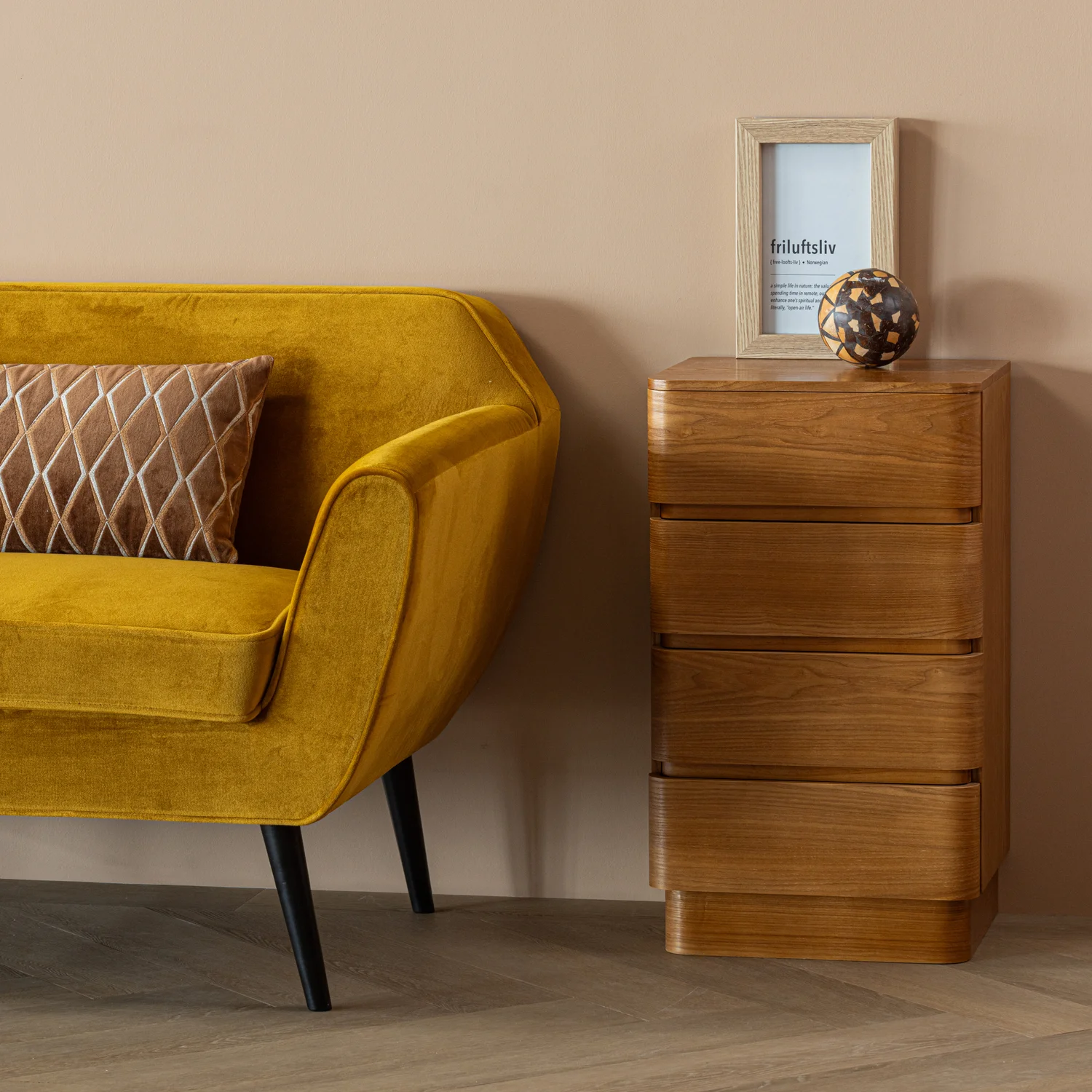 Kommode FEJO H 70 cm mit 4 Schubladen MDF Holzdekor braun