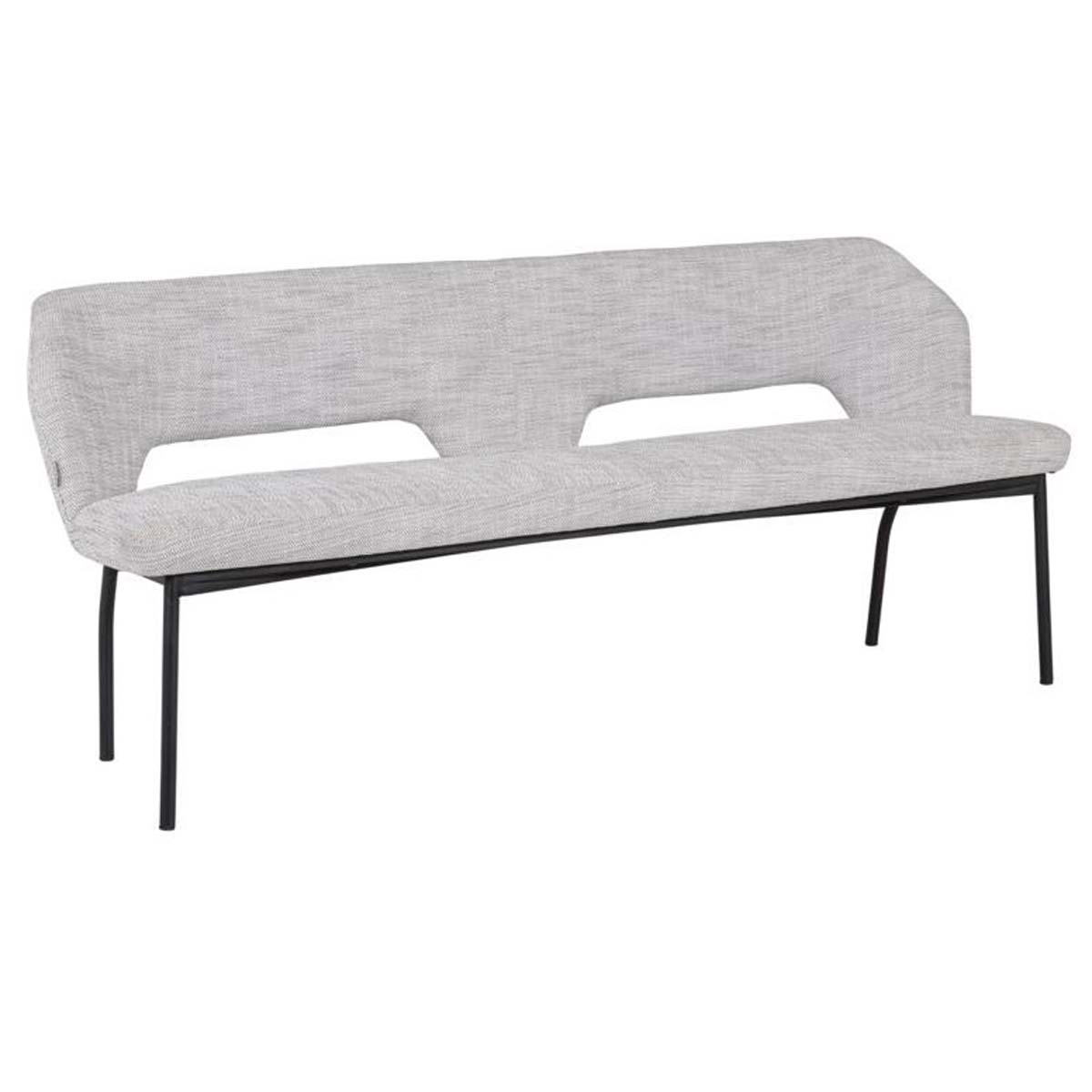 Esstischbank Bank Bloom 190 cm Metall Stoff hellgrau Küchenbank 