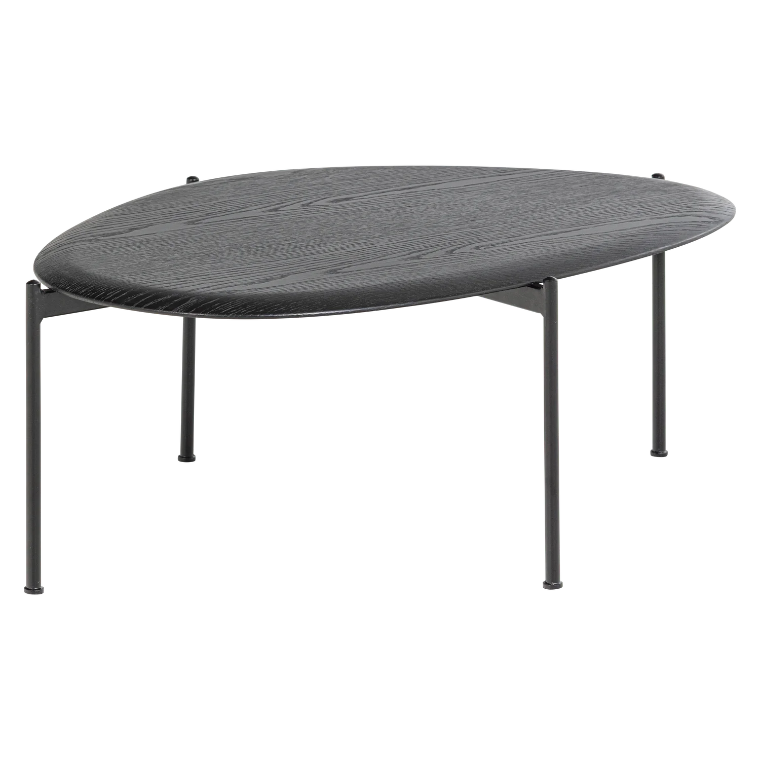 Couchtisch KOTA 92 x 67 cm organisch MDF Furnier schwarz