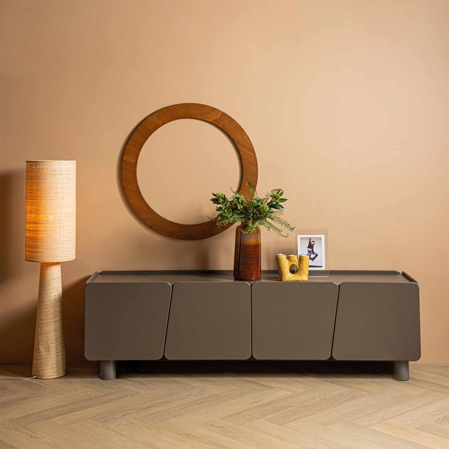 TV Möbel ROOT 200 cm Kiefer Massiv Truffle Braun Lowboard
