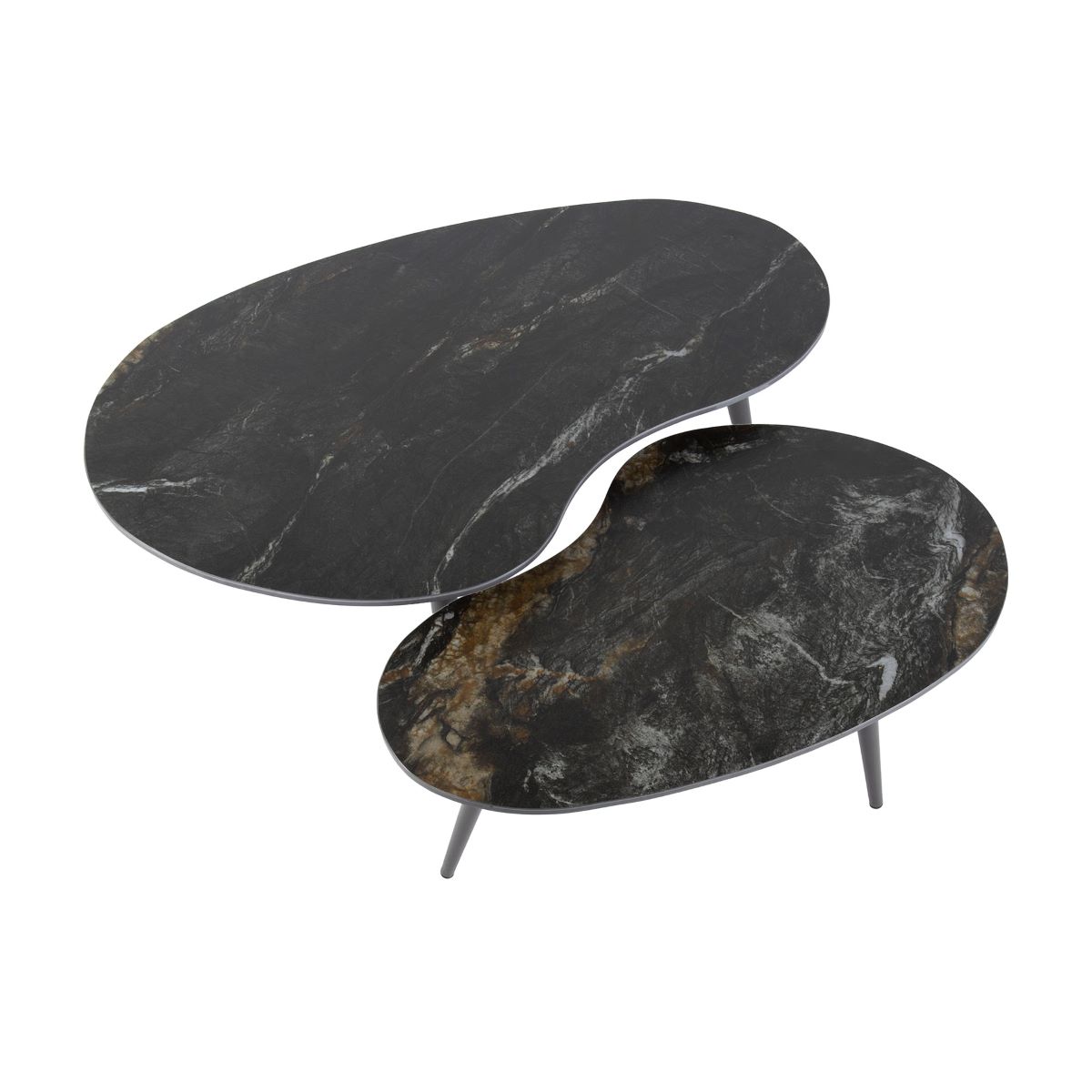 Couchtisch organisch 2´er Set CURVÉO Keramik Fossil