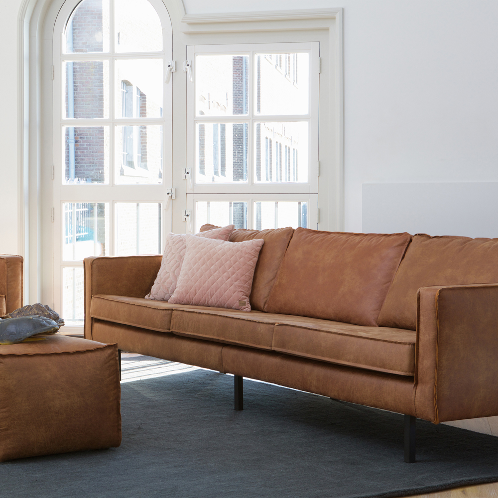 3 Sitzer Sofa RODEO recyceltes Leder cognac