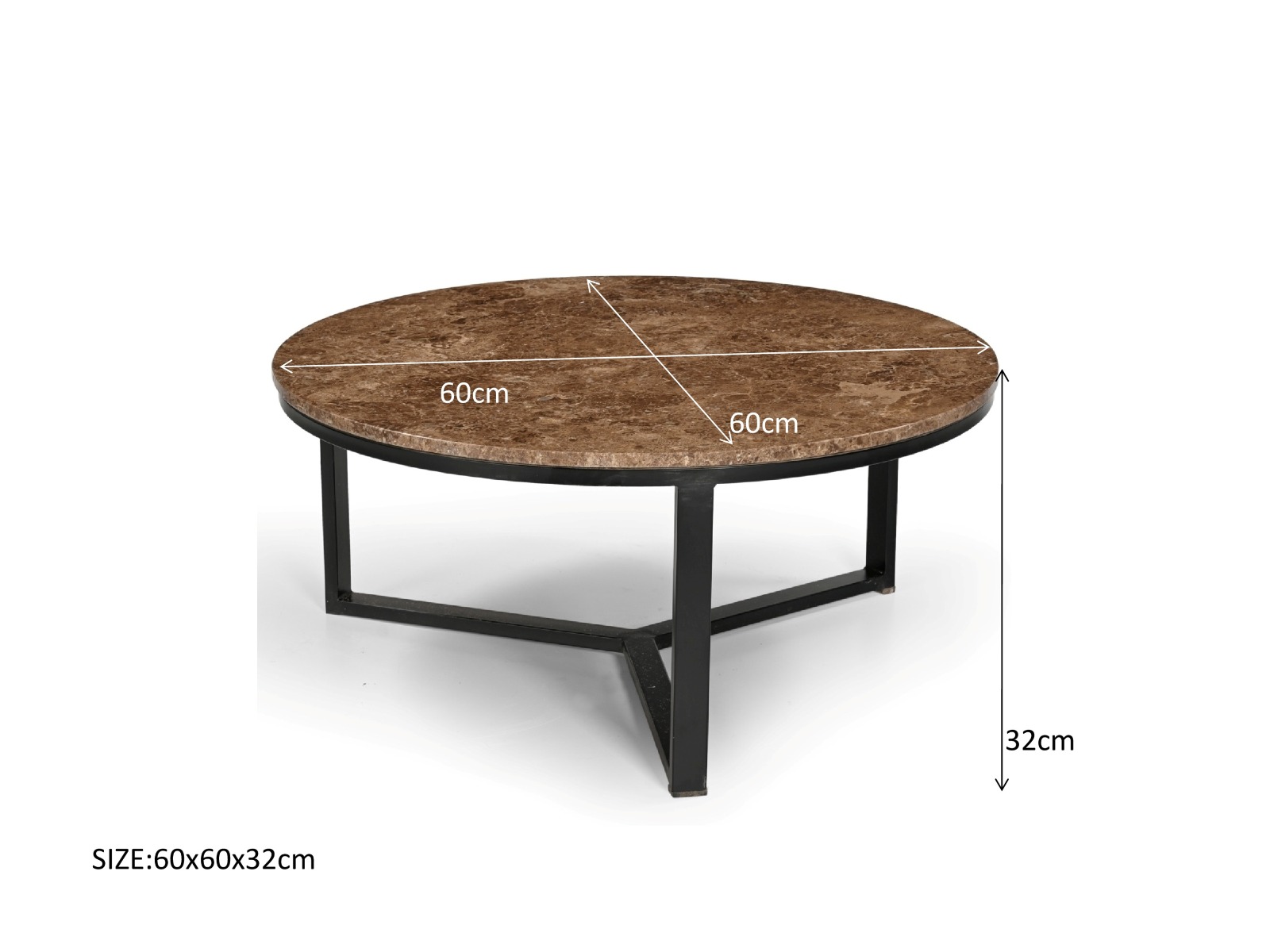 Couchtisch Senna Ø 60 cm Emperador Marmor Metall Sofatisch