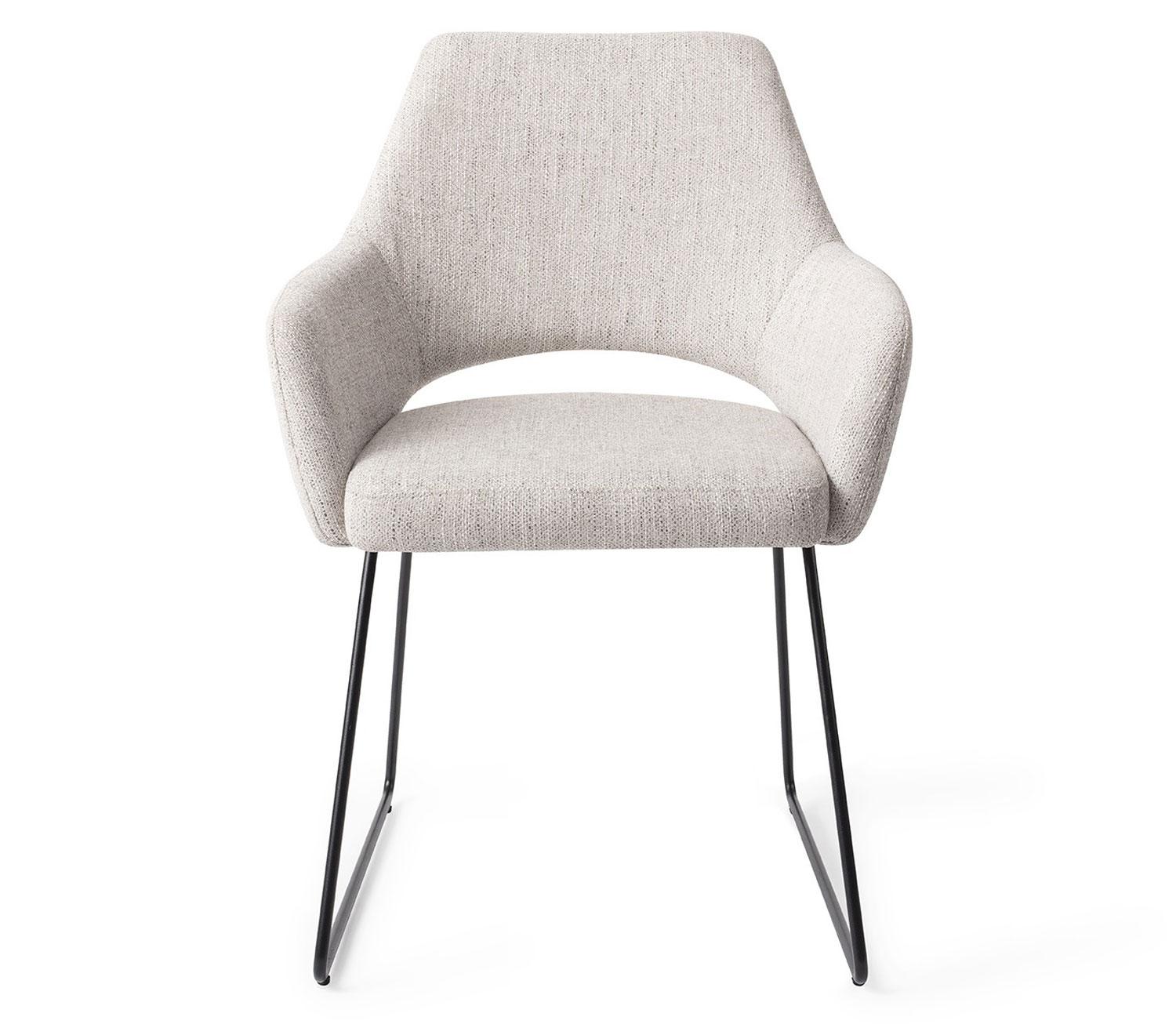 Esszimmerstuhl YANAI – Hellgrau mit schwarzem Slide Gestell