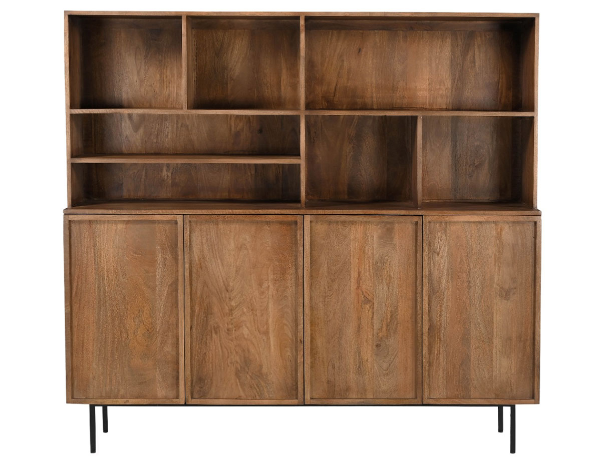 Regal Schrank MELANO B 180 cm Mangoholz braun Schrankwand