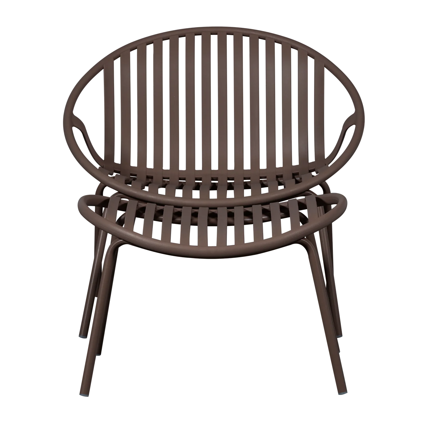 Outdoor Lounge Sessel BRUCE mit Hocker Metall lila braun Gartensessel