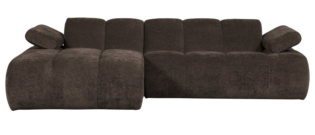 woood Chaiselongue Sofa MOJO links gerippter Stoff braun