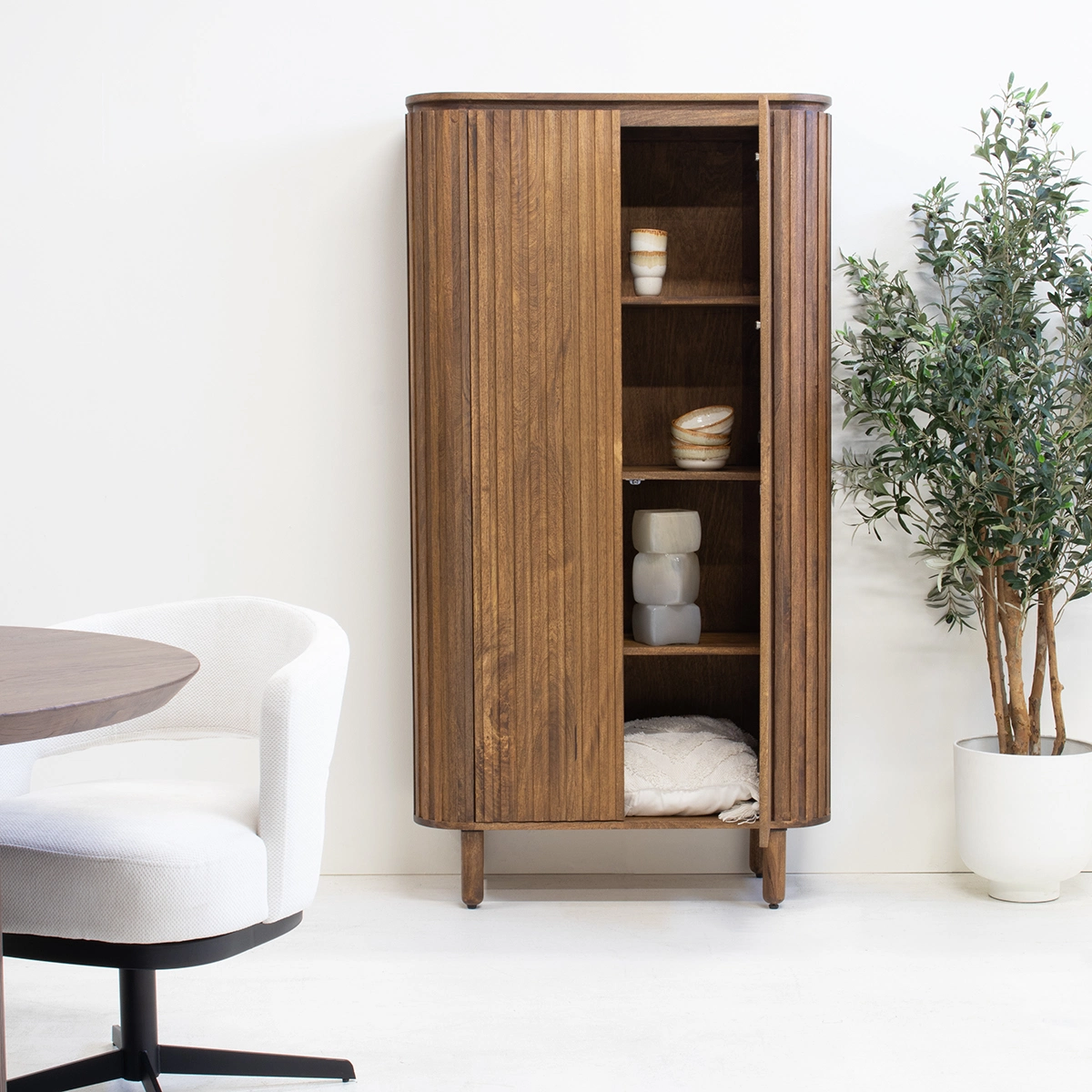 Wandschrank Schrank Myra H 180 cm Mangoholz dunkelbraun  