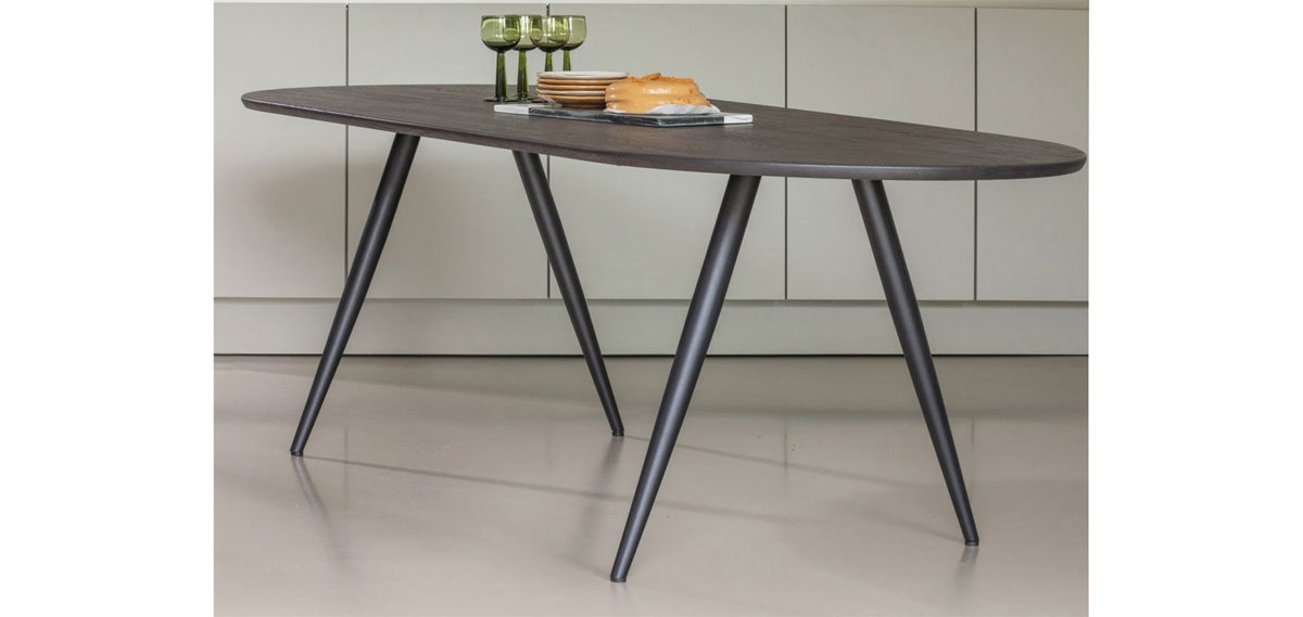 woood Esstisch Tablo 220 x 90 cm oval Eiche Massivholz mystic braun