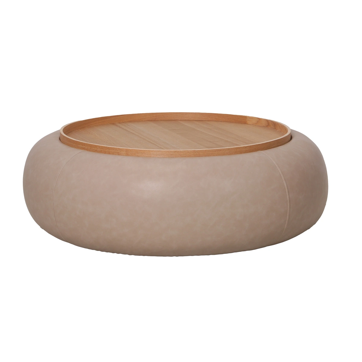 Couchtisch MOVANI Taupe Natur Rund mit Stauraum Ø 102 cm 