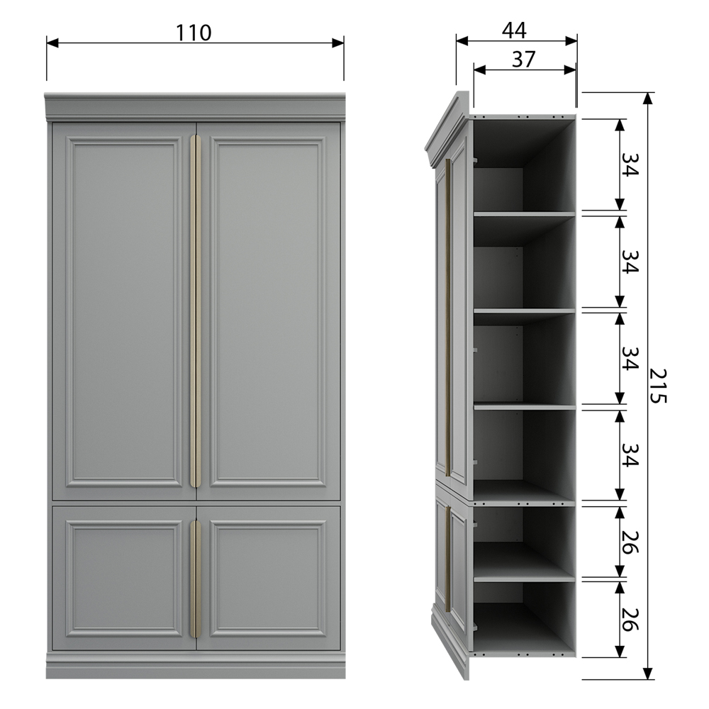 Schrank Organize Kiefer hellgrau Kleiderschrank