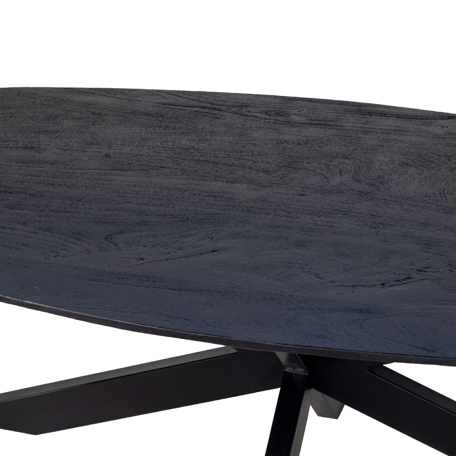 Couchtisch JORDAN oval 130 x 70 cm Mangoholz schwarz