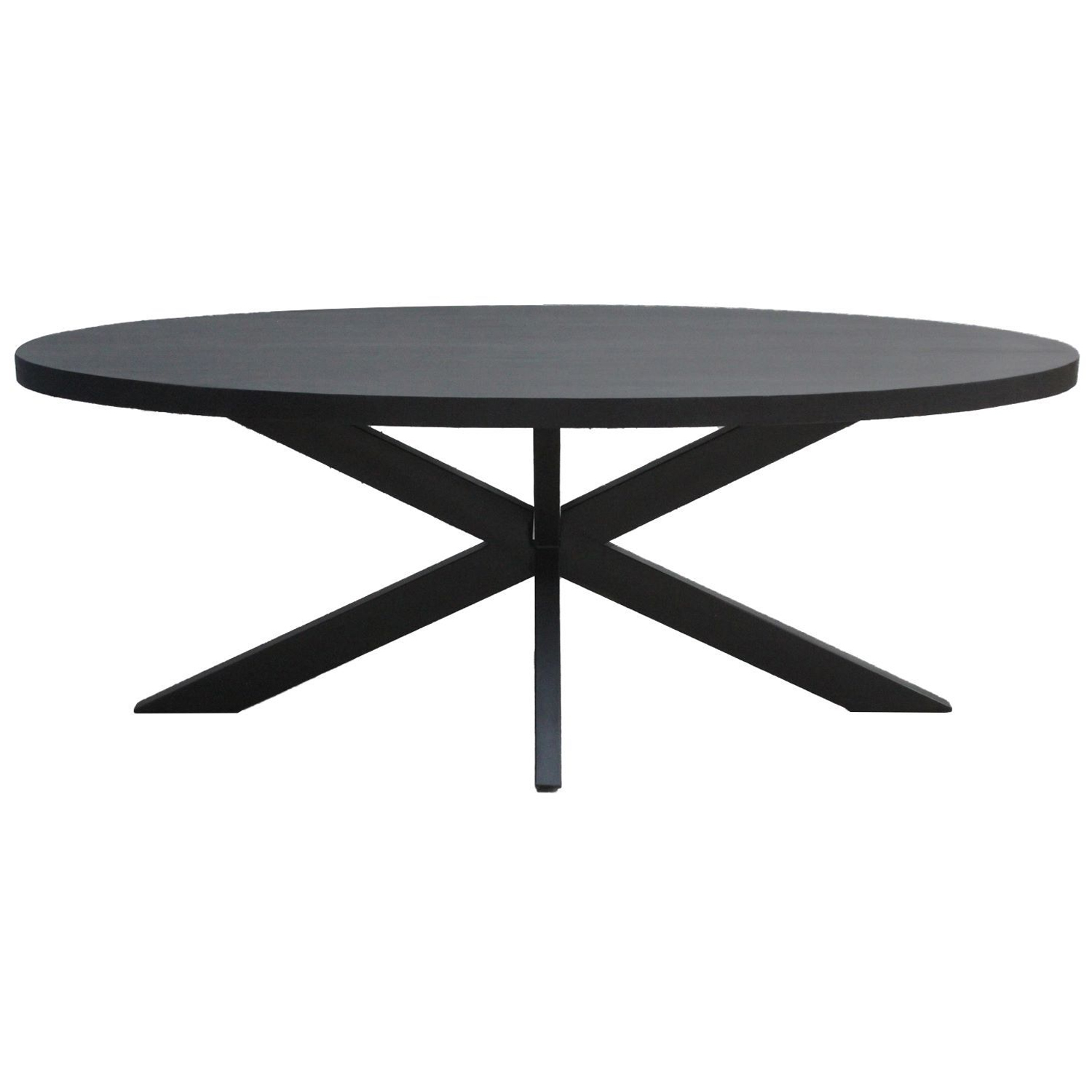 Esstisch oval 210 x 100 cm Spider Mangoholz schwarz