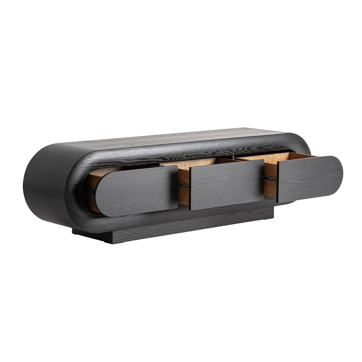 TV Möbel CHAMONIX 200 cm Eichenholz schwarz Kommode Lowboard