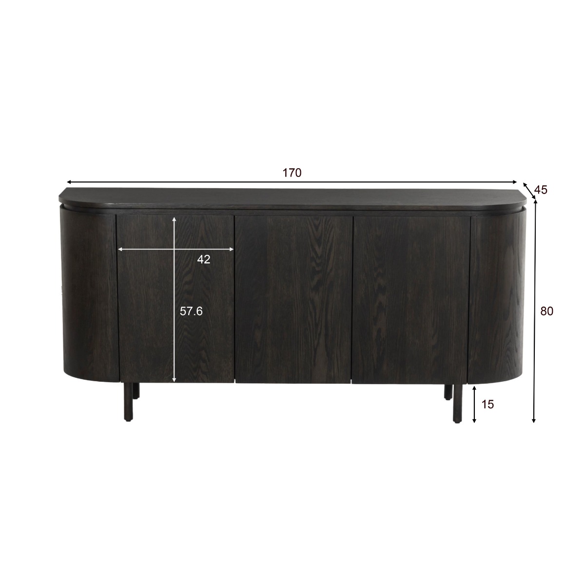 Kommode Tobago 170 cm Eiche Furnier Espresso Sideboard Schrank