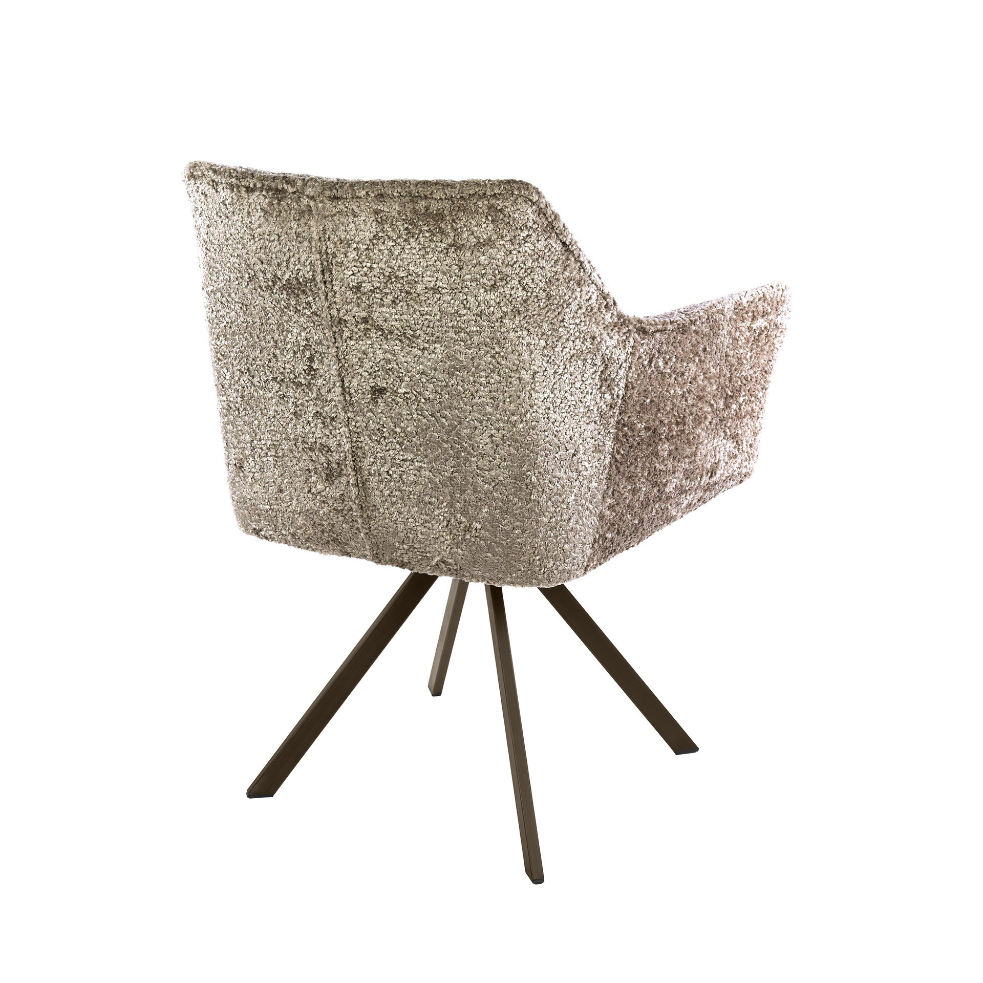 2er Set Armlehnstuhl Fino Soft-Teddy sand Beine braun drehbar