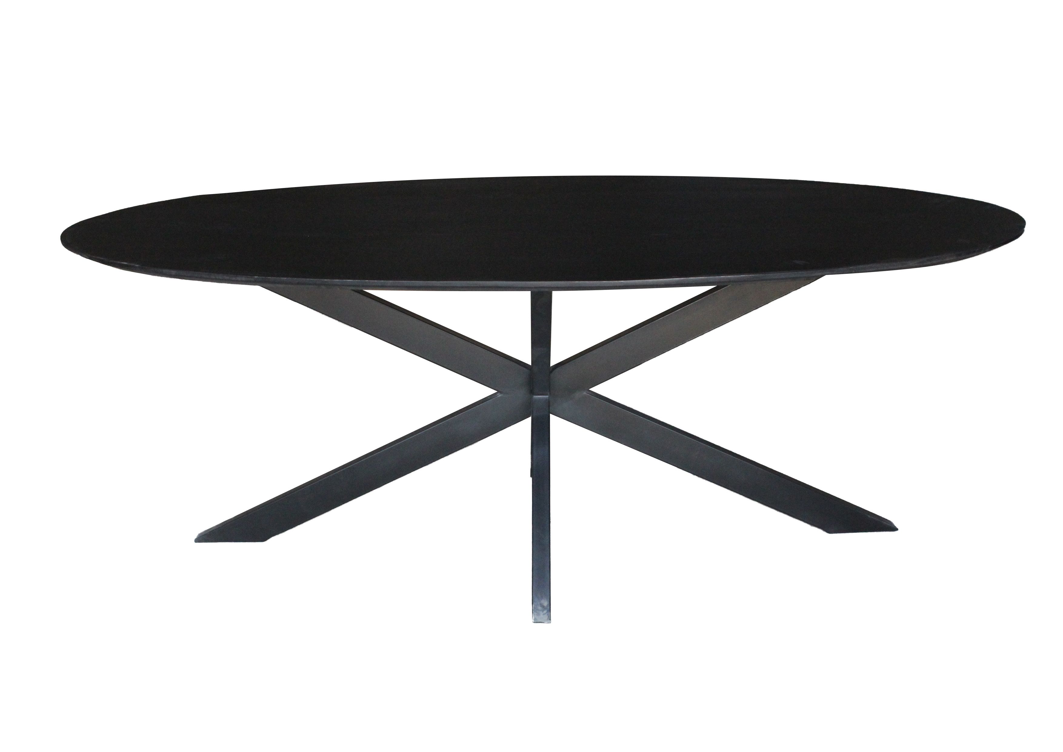 Esstisch 240 x 110 cm oval Akazie schwarz