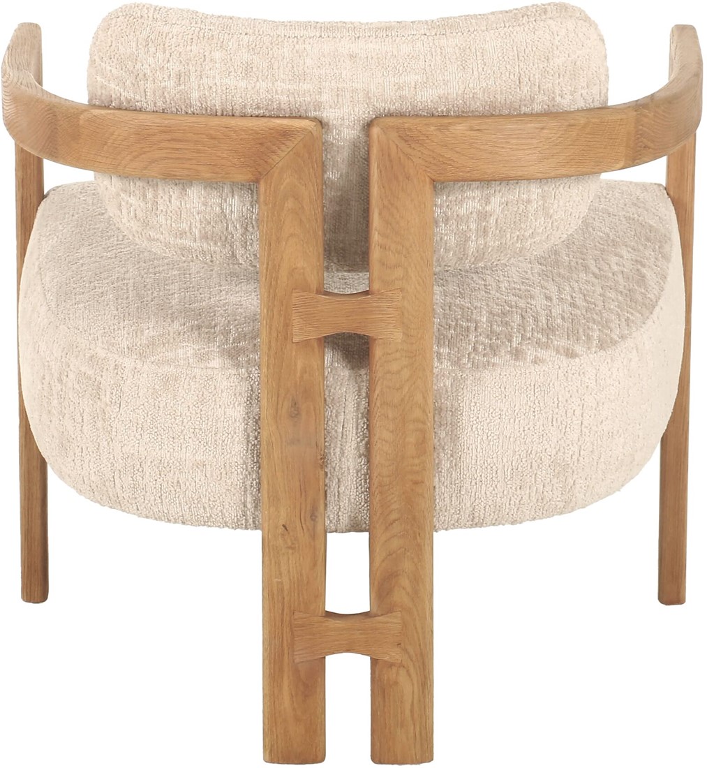 Lounge Sessel Kelly Chenille sand Holzgestell natur