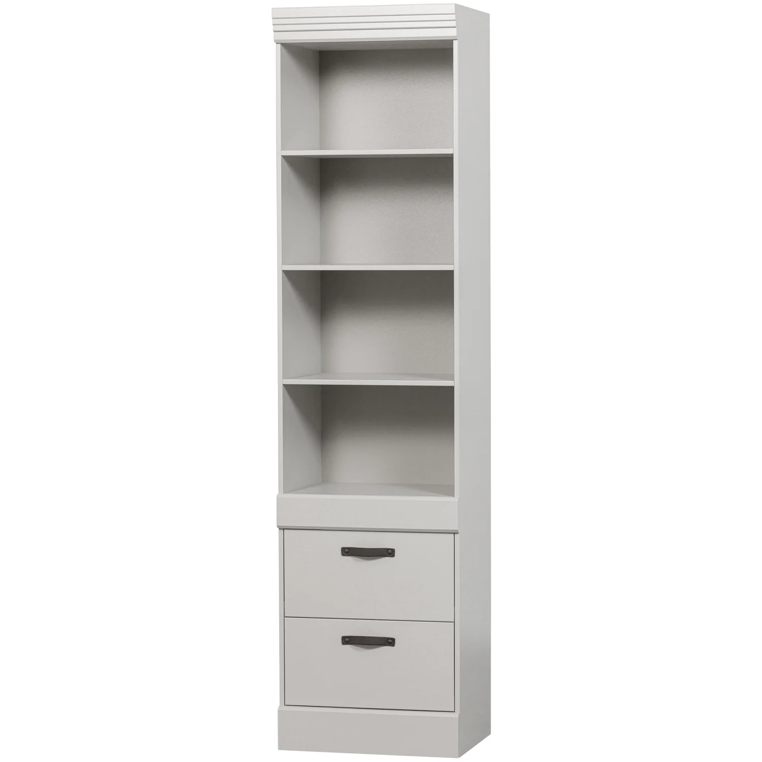 Bücherschrank Schrank BOLD mit 2 Schubladen Kiefernholz schneeweiss