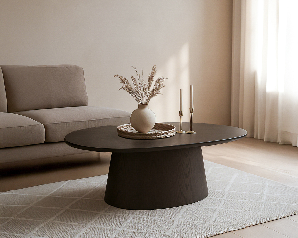 Couchtisch Novero oval 120 x 70 cm Eichenholzfurnier Espresso braun