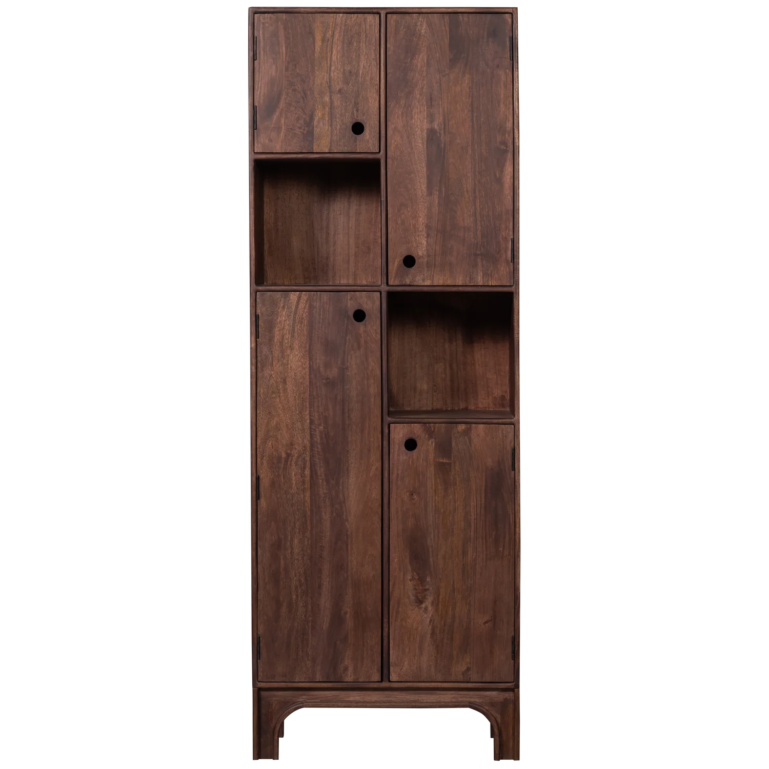 Wandschrank Schrank STAES H 210 cm Mangoholz walnussfarben