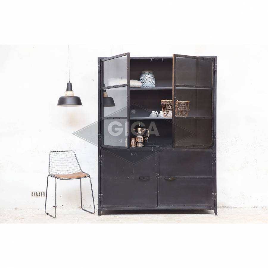 Industrie Vitrine MARA Metall schwarz