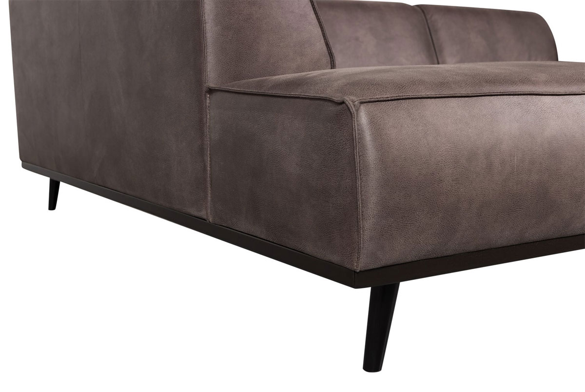 woood Ecksofa Statement Eco Leder dunkelgrau Chaiselongue links