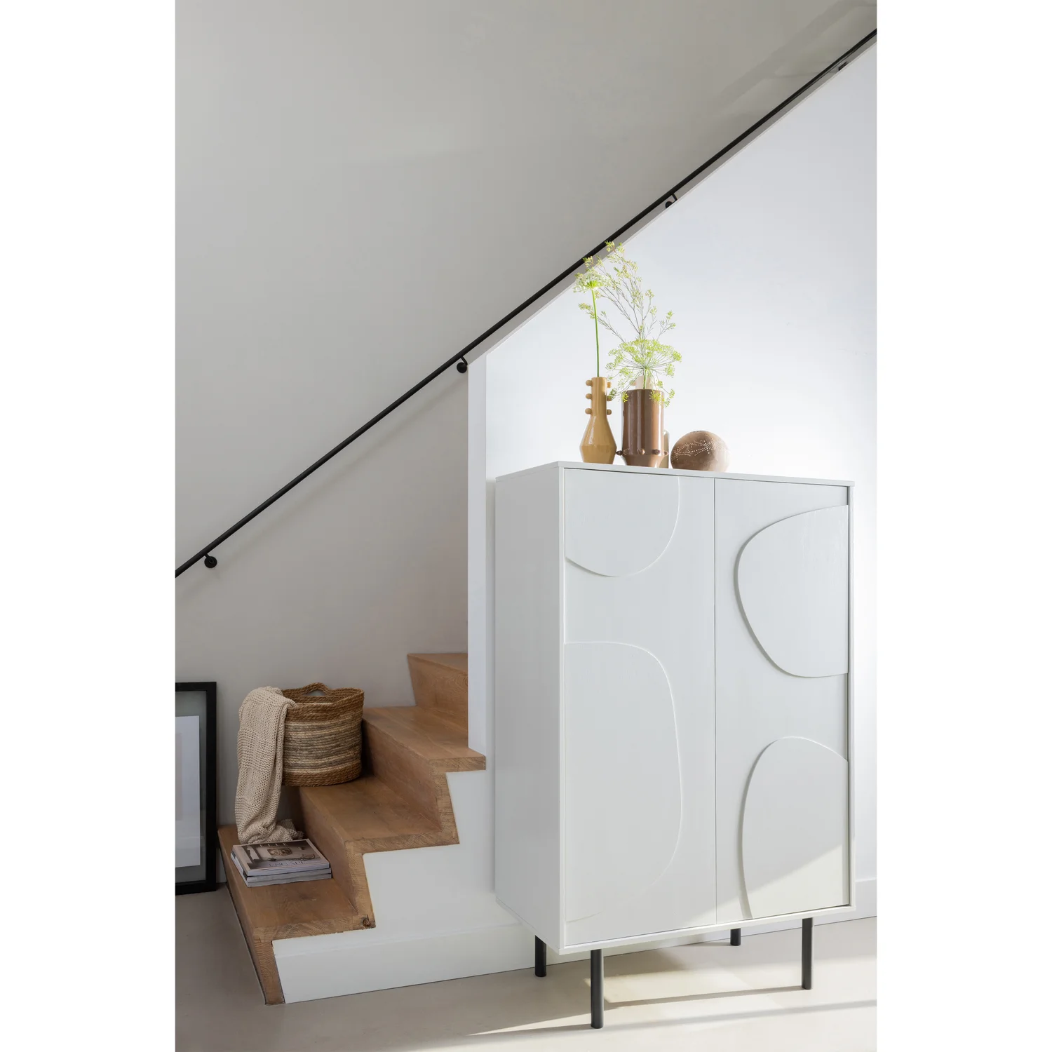 Schrank CADIZ H 135 cm Kiefer Massivholz nebelgrau Aufbewahrungsschrank
