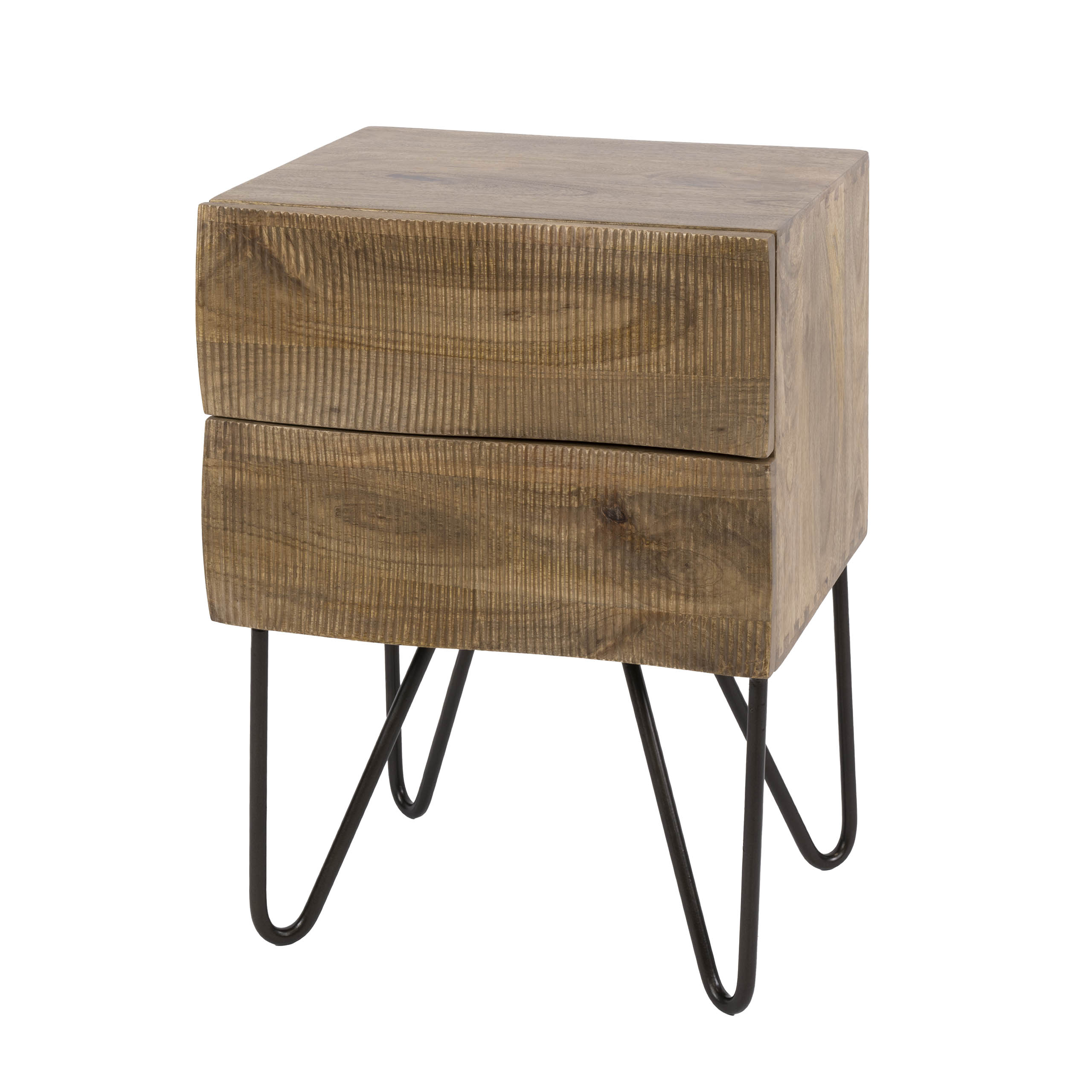 Nachttisch 2 Schubladen ATLANTIK H 56 cm Mango Massivholz sandfarben