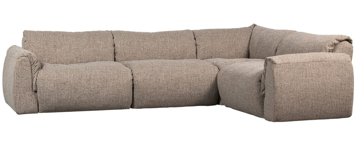 woood Ecksofa BAGGY Webstoff braun melange Chaiselongue rechts