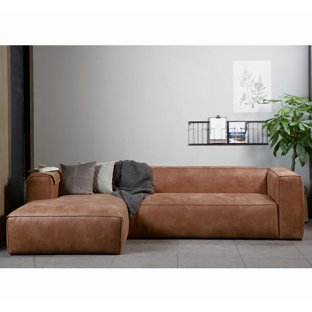 woood Ecksofa Sofa BEAN recyceltes Leder cognac links