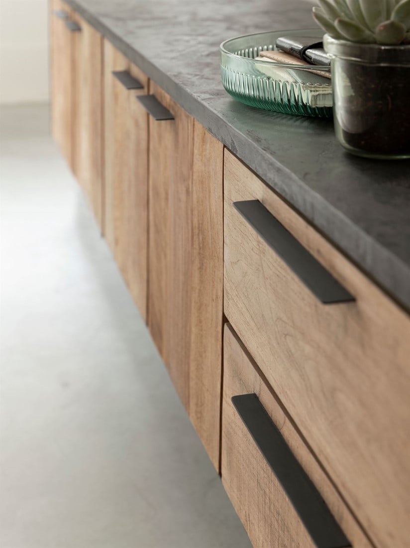 TV Möbel Soho 230 cm hängend recyceltes Teakholz Mortex Lowboard