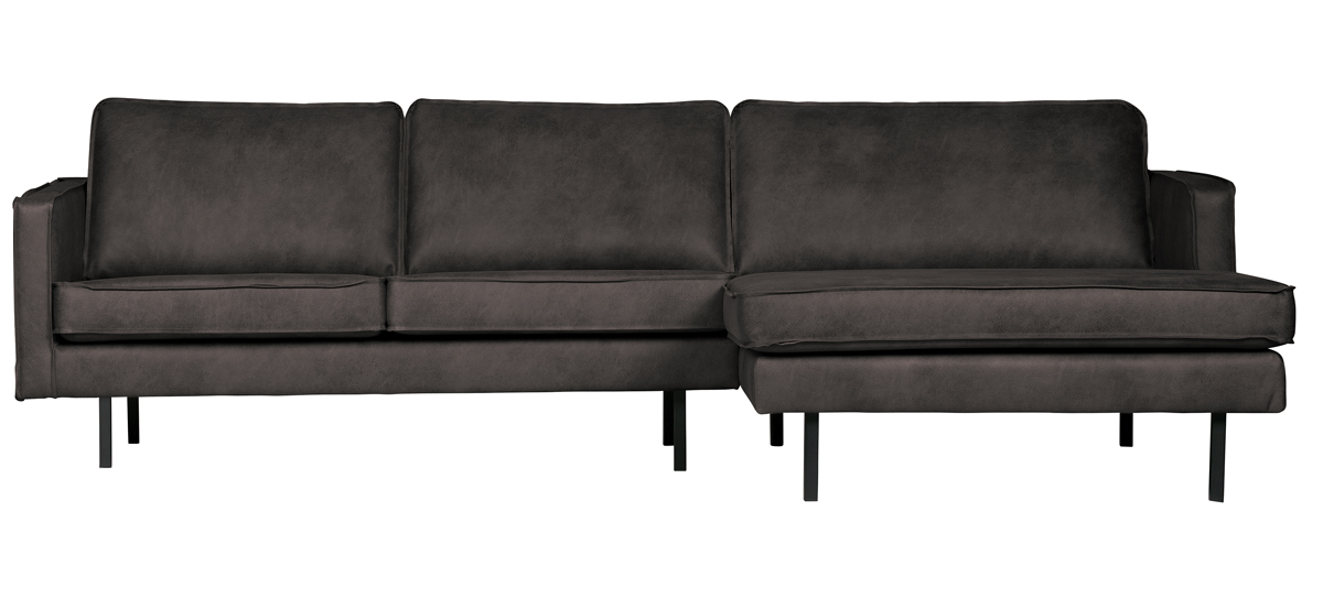 Ecksofa Rodeo Leder schwarz Recamiere rechts
