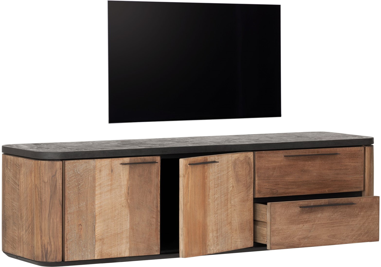 TV Möbel Soho 150 cm hängend recyceltes Teakholz Mortex Lowboard