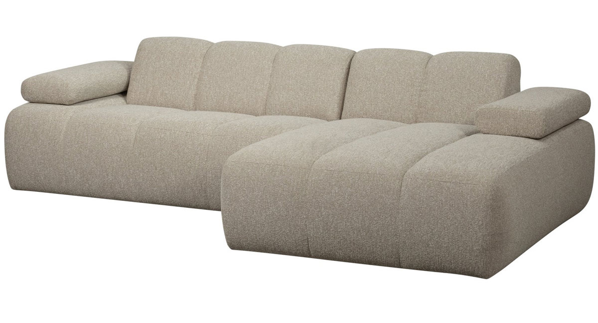 woood Chaiselongue Sofa MOJO rechts Bouclé beige melange