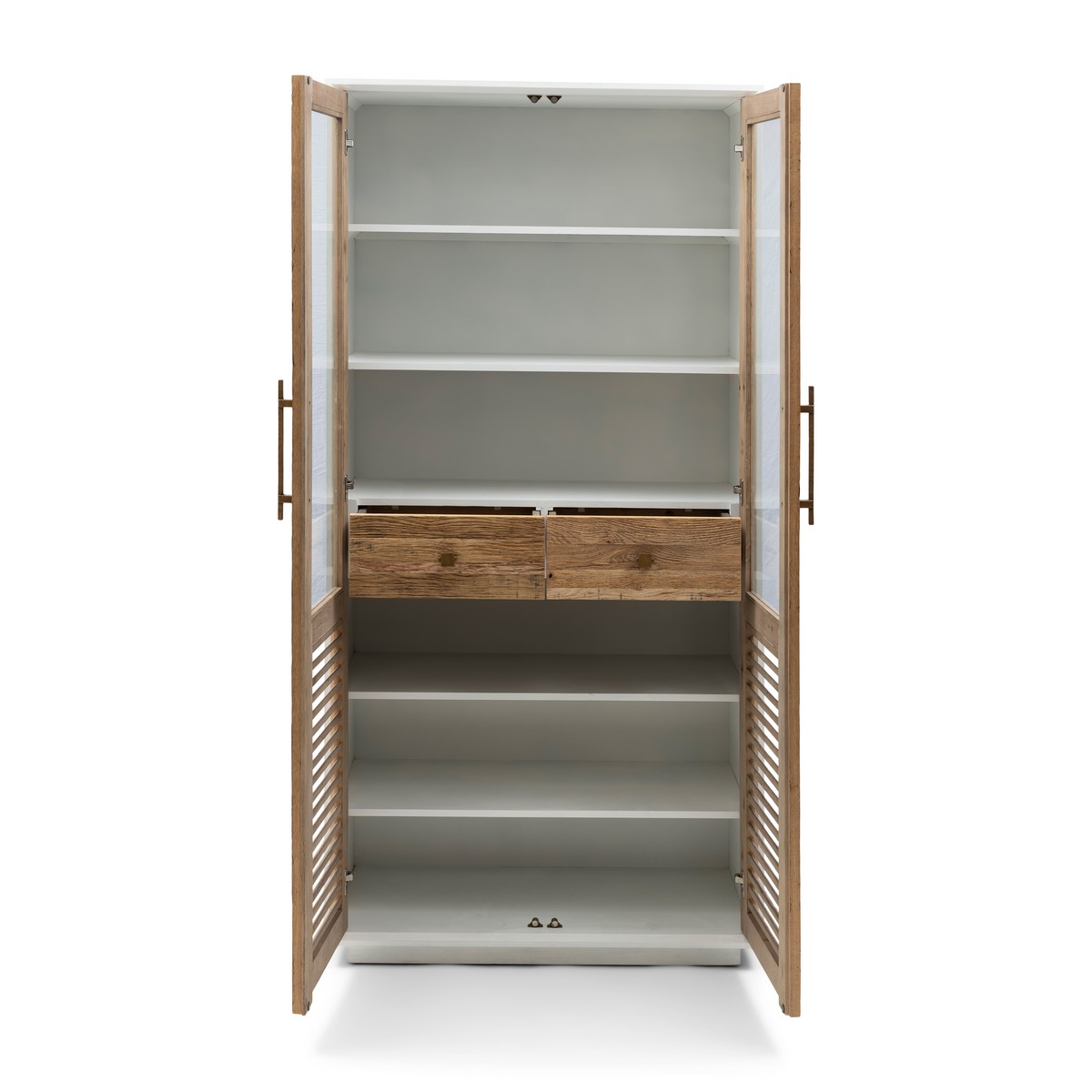 Rivièra Maison LAKE HOUSE Schrank Vitrine 100 cm Eiche weiß braun