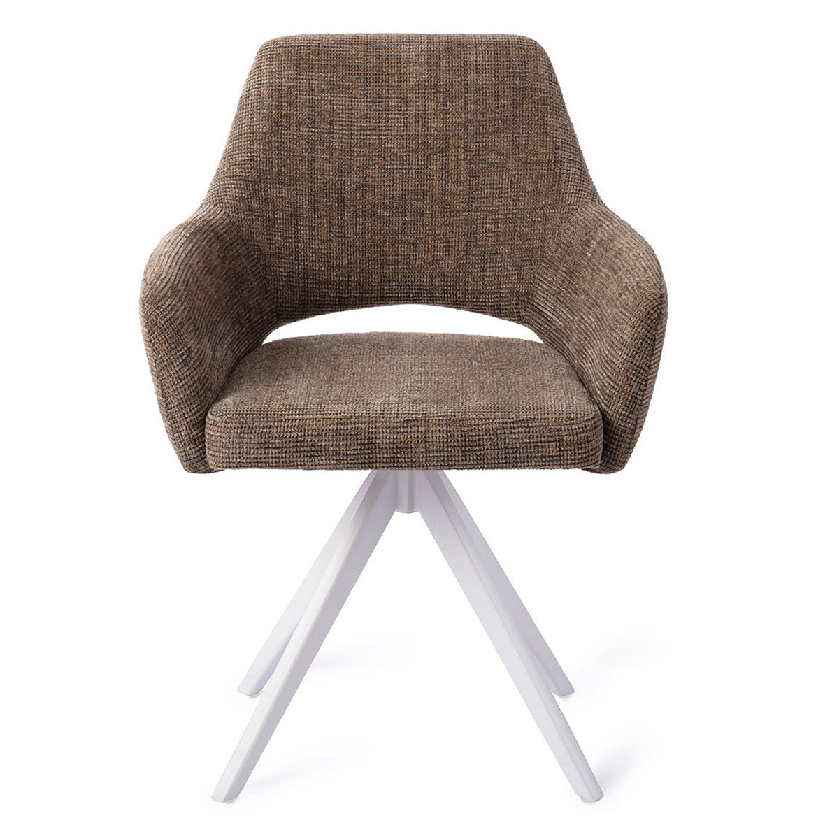 Esszimmerstuhl YANAI drehbar – Kastanie mit weißem Gestell