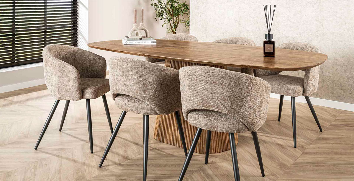 Esstisch Rave oval 215 x 105 cm Mangoholz sandfarben