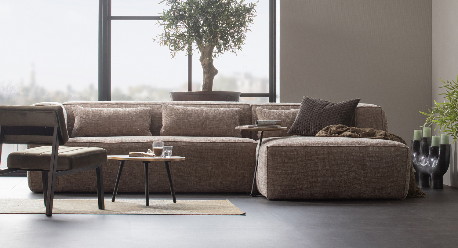 Ecksofa BEAN Melange travertin Longchair rechts