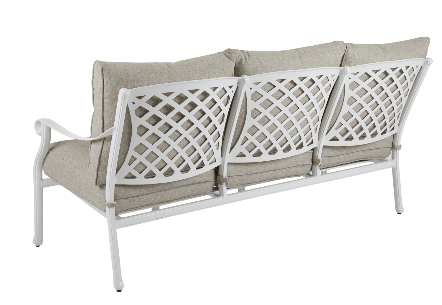 Nostalgie 3 Sitzer Gartenbank ARRAS weiss Aluminium incl Polster