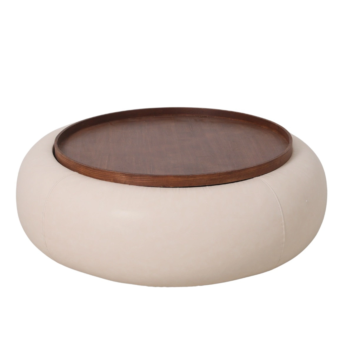Couchtisch MOVANI Beige Wallnuss rund mit Stauraum Ø 102 cm 