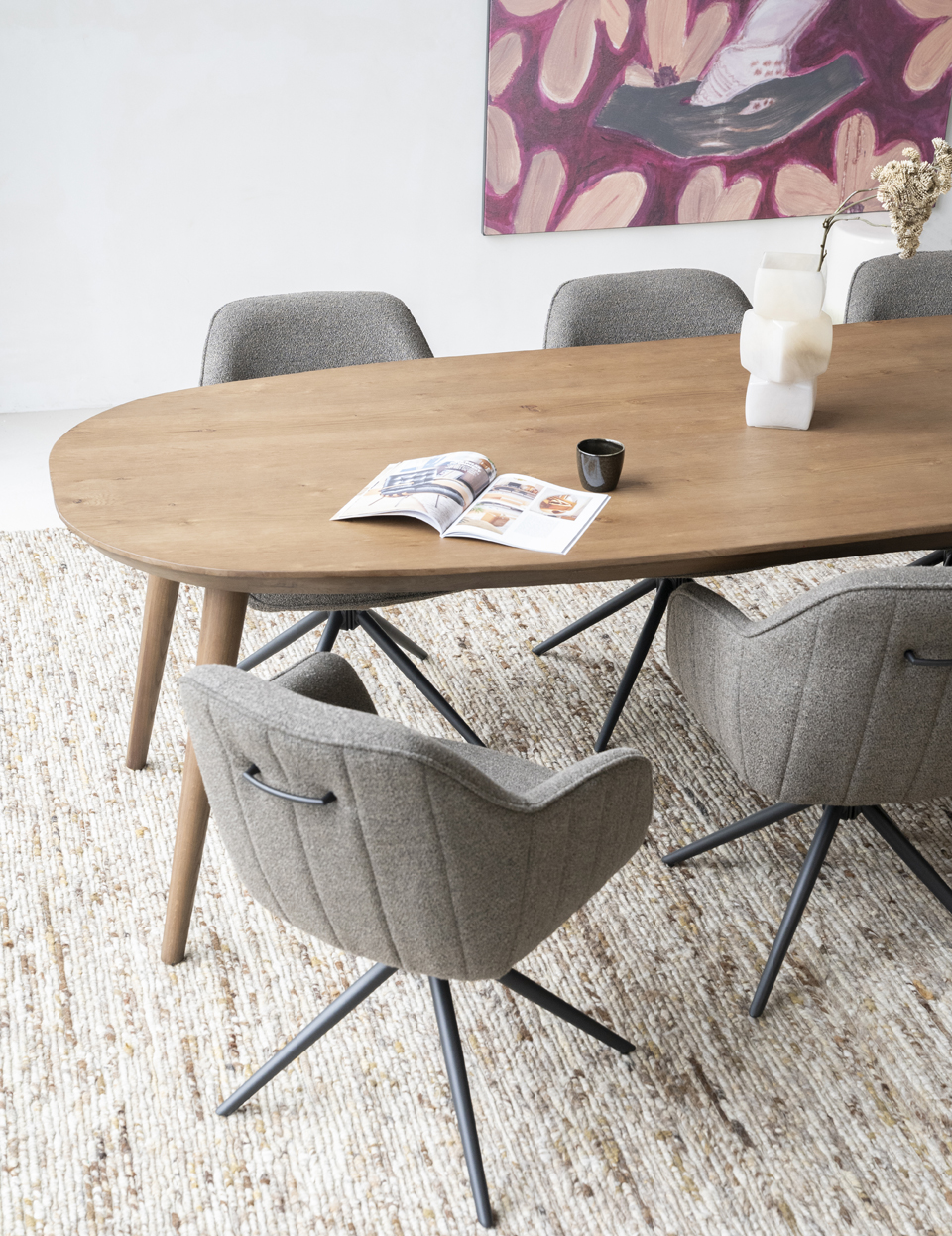 Esstisch Elijah oval 300 x 100 cm Braun Eiche dunkelbraun