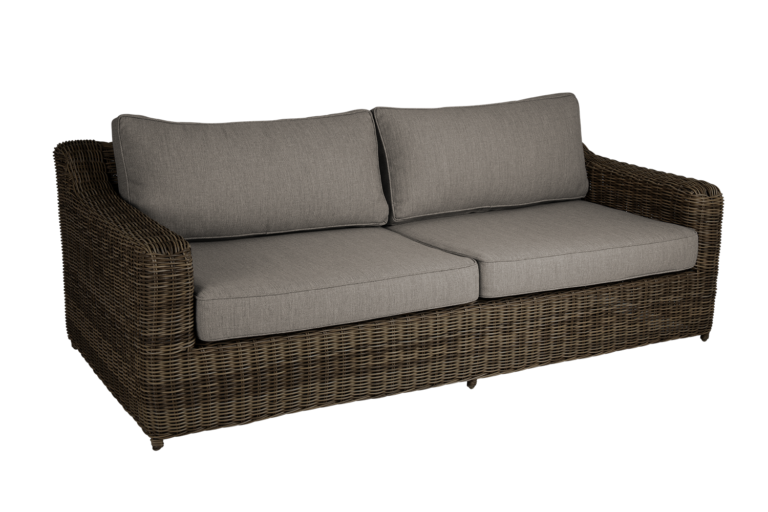 3 Sitzer Gartensofa Sofa Glendon 219 cm mit Kissen Kunstrattan braun