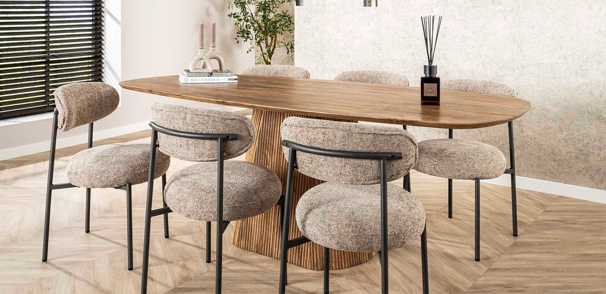 Esstisch Rave oval 215 x 105 cm Mangoholz sandfarben