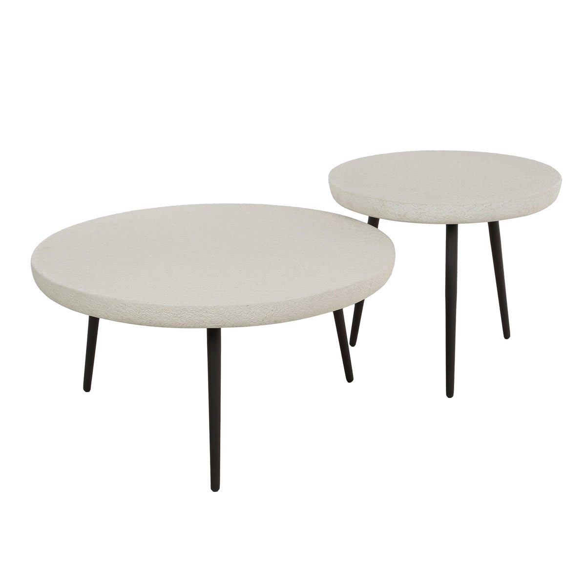 2er Set Couchtisch Coast Stone Marmorverbundstoff Metall Tischset