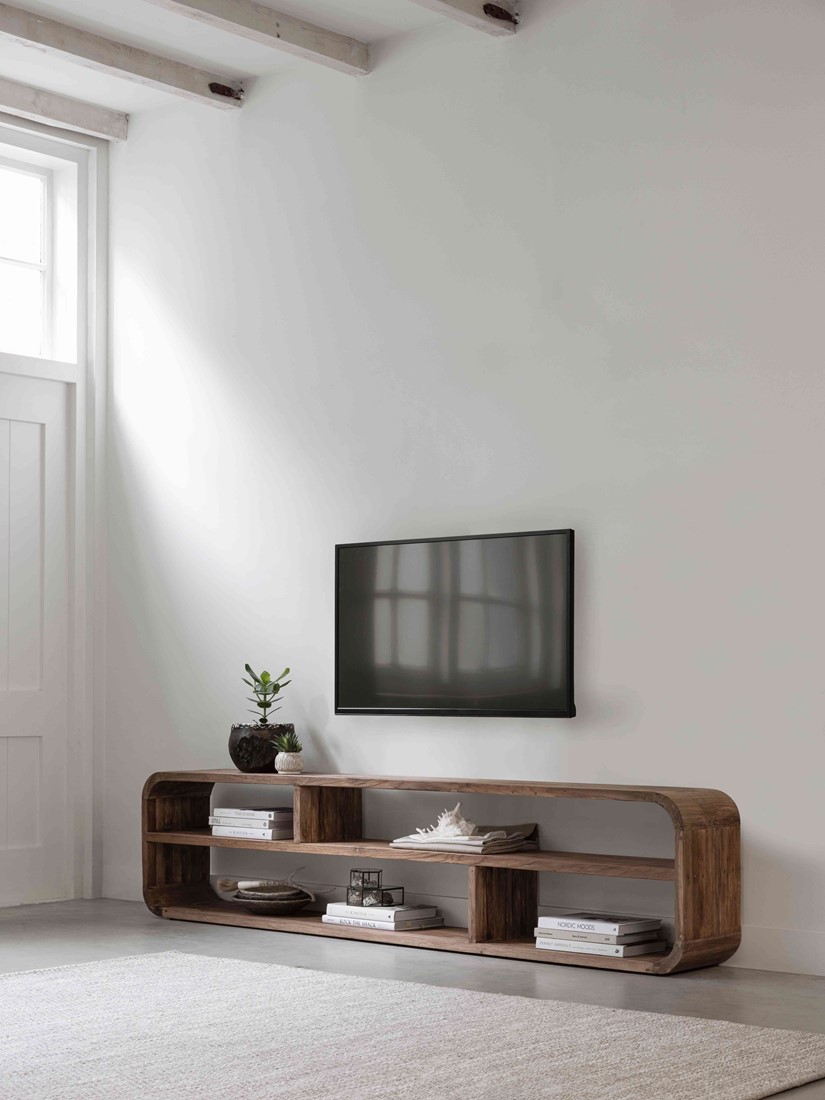 TV Möbel Lowboard CORSO 220 cm rusticales Teakholz