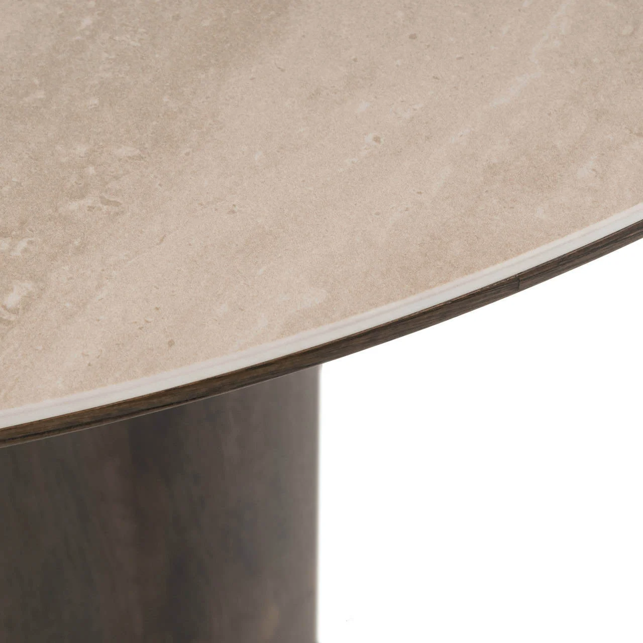 Esstisch Ritz rund Ø 120 cm Travertin Eiche braun